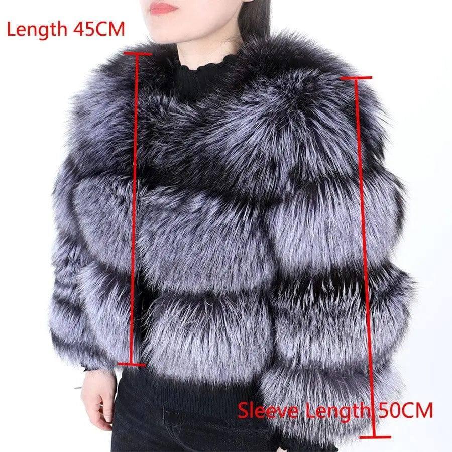 Women's Fashionable Fox Fur Splicing Short Coat-11