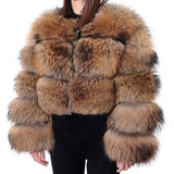 Women's Fashionable Fox Fur Splicing Short Coat-12