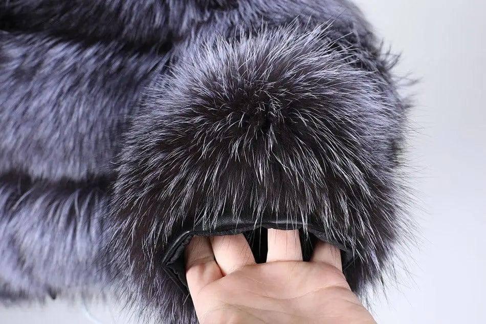 Women's Fashionable Fox Fur Splicing Short Coat-9