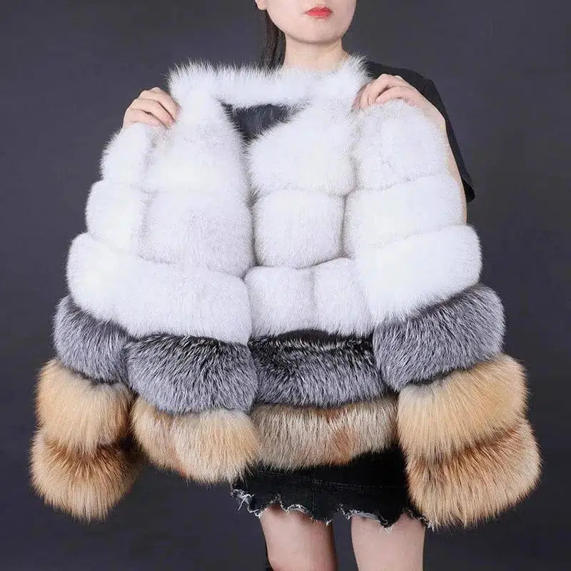 Women's Fashionable Fur Warm Coat-10