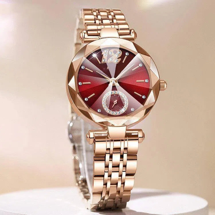 Women's Fashionable Multi-pronged Gradient Glass With Diamond Face Watch-2