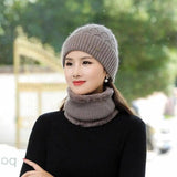 Women's Fleece Warm Wool Hat Scarf Suit-6