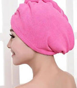 Women's Hair Dryer Cap, Absorbent Dry Hair Towel-RoseRed-36