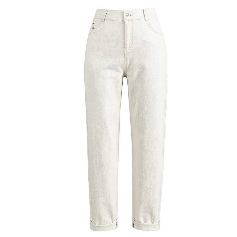 Women's High Waist Nine Minute Straight Turnip Tube Pants-2