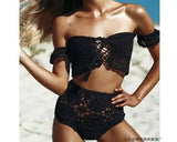 Women's knitted hollow swimsuit-Black-2