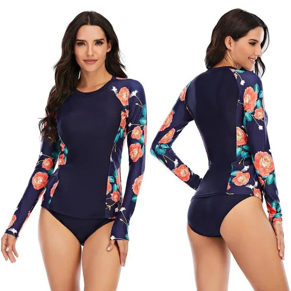 Women's long sleeve slit swimsuit-8