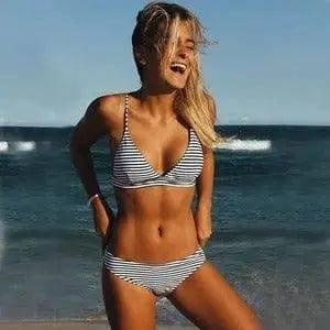 Women's split striped bikini-2