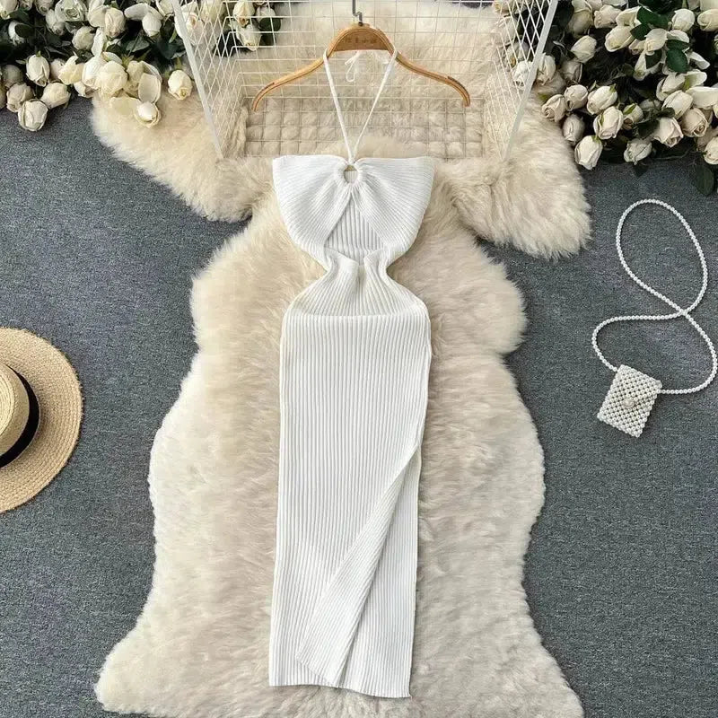 YuooMuoo Chic Fashion Sexy Package Hips Split Knitted Summer-WHITE-14