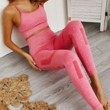 Seamless yoga set-Pink-7