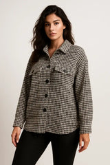 Chaqueta abotonada de tweed para mujer con bolsillos