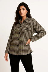 Chaqueta abotonada de tweed para mujer con bolsillos