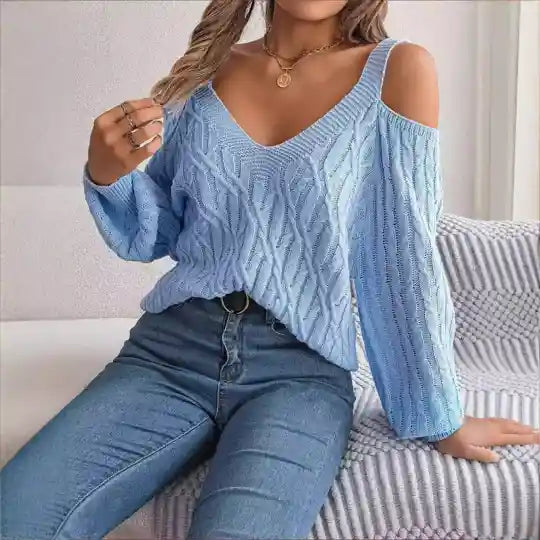 Off-Shoulder Lantern Sleeve Sweater