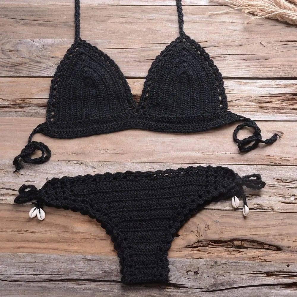 Woven Beach Women'S Split Bikini Swimsuit-Black-6